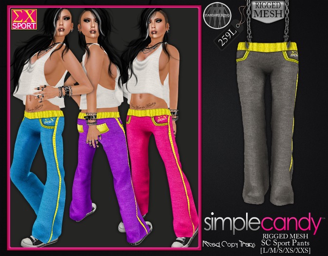 SimpleCandy - MESH SC Sport Pants [DARK GREY]