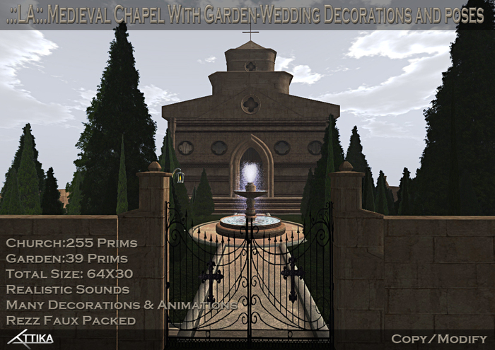 .::LA::.Medieval Chapel WGarden-Wedding Decor And Poses