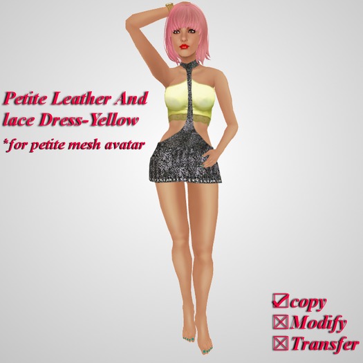 *Angel Rae's*Leather And Lace Dress-Yellow