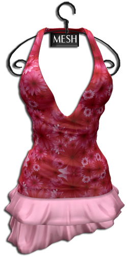 ((Crystal Line))Daisy Dress Red-MESH