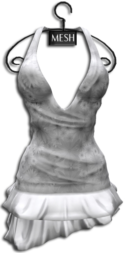 ((Crystal Line))Daisy Dress White-MESH
