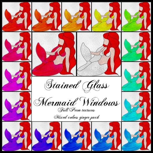Eternal Creativity ~ Stained Glass Mermaid textures ginger pack