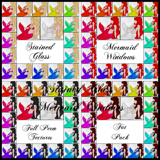 Eternal Creativity ~ Stained Glass Mermaid textures fat pack