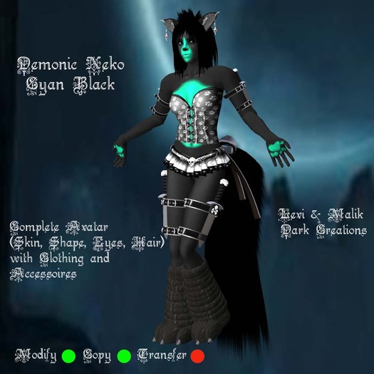 Demonic Neko Cyan Black