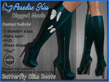 {Paradise Kiss} Butterfly slim boots-Sea-Rigged Mesh