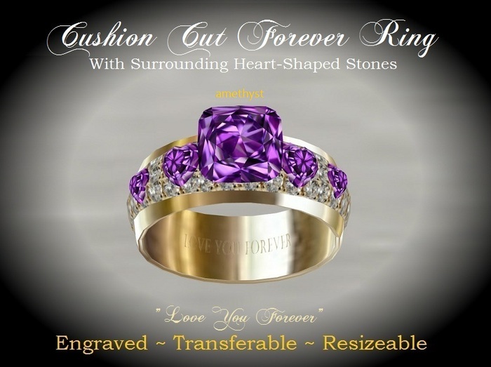 Cushion Cut Gemstone Forever Ring - Majestic Amethyst (BOXED)