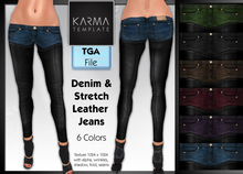 Karma Template - Tga - Denim & Stretch Leather Jeans - 6 Colors