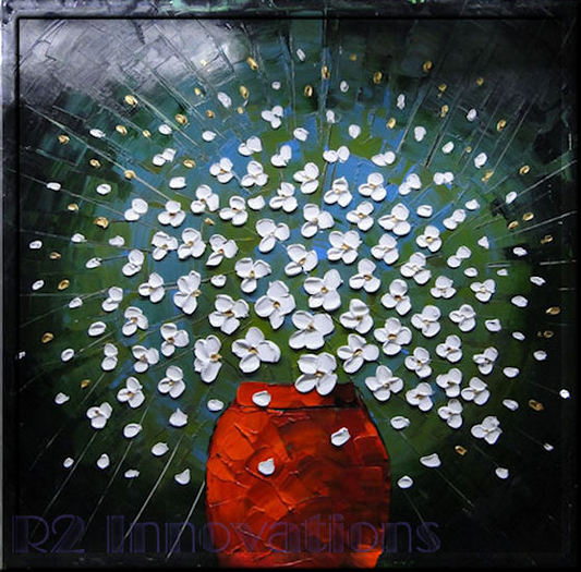 White Flowers Modern Abstract