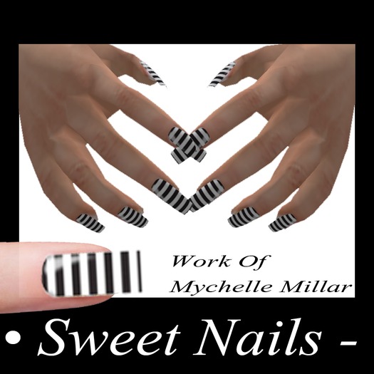 長い爪、20、色黒と白のストライプ、メタリック、コレクション、NAIL ROCK