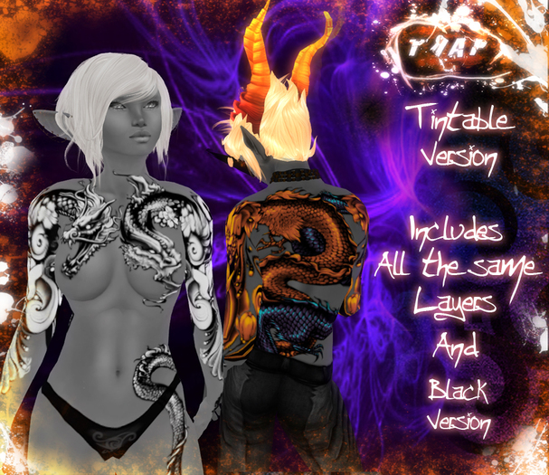 [][]Trap[][] Ryu TINTABLE Full Body Dragon tattoo