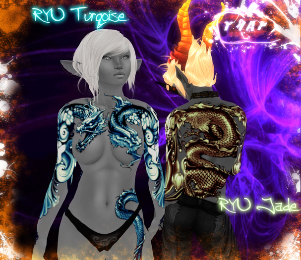 [][]Trap[][] Ryu Turqoise/Jade Full Body Dragon tattoo
