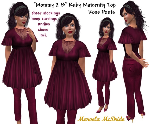 "*Mommy 2 B" Ruby Maternity Top Rose Pants