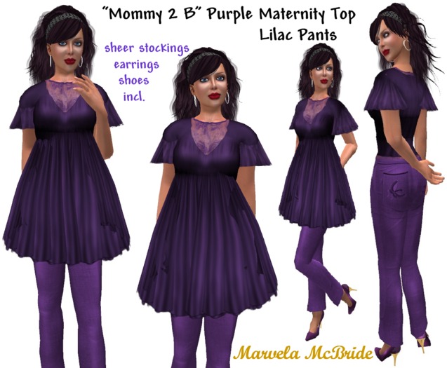 "*Mommy 2 "B Purple Maternity Top Lilac Pants