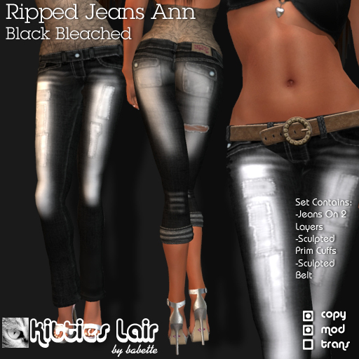 *KL* Ripped Jeans Ann - Black Bleached