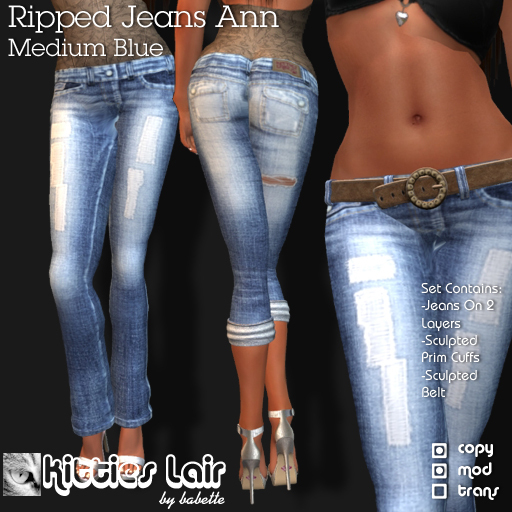 *KL* Ripped Jeans Ann - Medium Blue