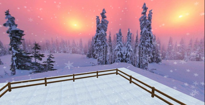 Winter Sunset Ranch (with falling snow) (boxed)