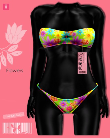 **SHINE** Mesh Bikini/Flowers 