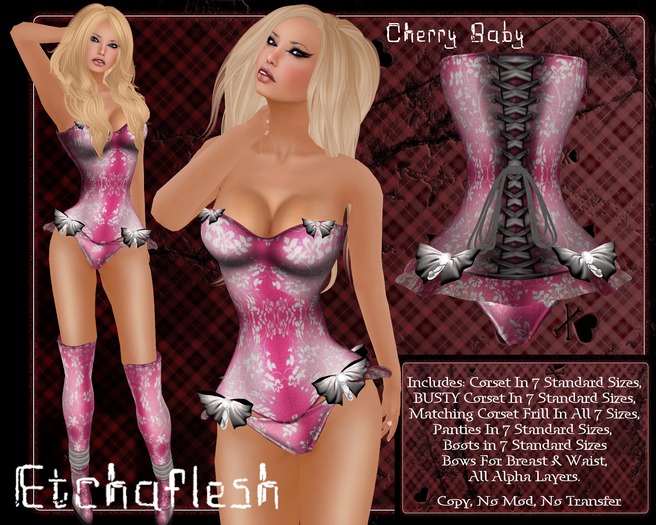 [Etchaflesh] DEMO Cherry Baby MESH Corset And Lingerie Set