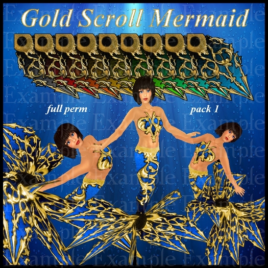 Eternal Creativity ~  Gold Scroll Mermaid pack 1