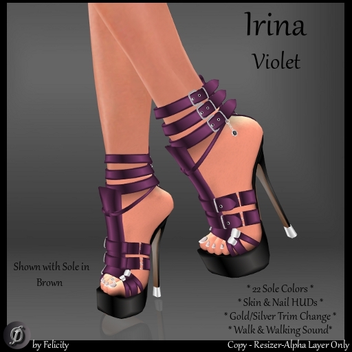 *Felicity* Irina Stilettos - Violet High Heels Platform Shoes with Color Change Sole Sculpted Shoe (22 Texture Options)