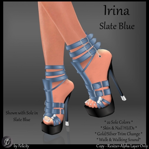 *Felicity* Irina Stilettos - Slate Blue High Heels Shoes with Color Change Sole Sculpted Shoe (22 Texture Options)