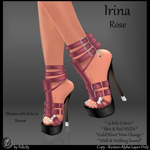 *Felicity* Irina Stilettos - Rose High Heels Platforms Shoes with Color Change Sole Sculpted Shoe (22 Texture Options)