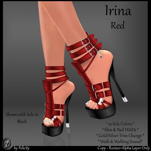 *Felicity* Irina Stilettos - Red High Heels Platform Shoes with Color Change Sole Sculpted Shoe (22 Texture Options)