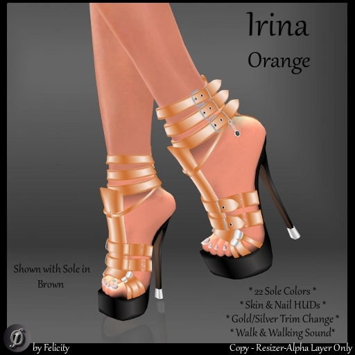 *Felicity* Irina Stilettos - Orange High Heels Platform Shoes with Color Change Sole Sculpted Shoe (22 Texture Options)