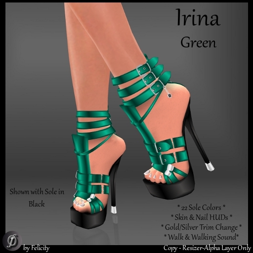 *Felicity* Irina Stilettos - Green High Heels Platforms Shoes with Color Change Sole Sculpted Shoe (22 Texture Options)