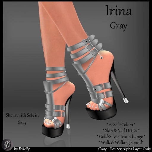 *Felicity* Irina Stilettos - Gray High Heels Platform Shoes with Color Change Sole Sculpted Shoe (22 Texture Options)