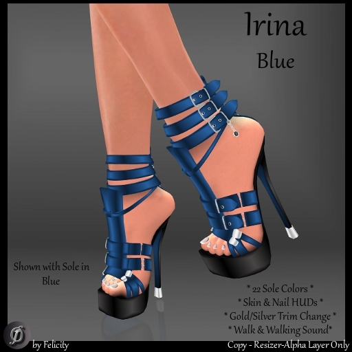 *Felicity* Irina Stilettos - Blue High Heels Platform Shoes with Color Change Sole Sculpted Shoe (22 Texture Options)