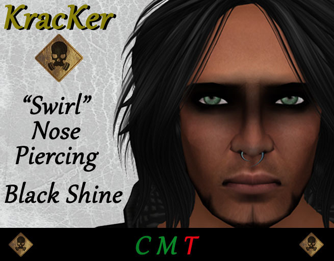 Kracker Swirl Nose Piercing Black Shine
