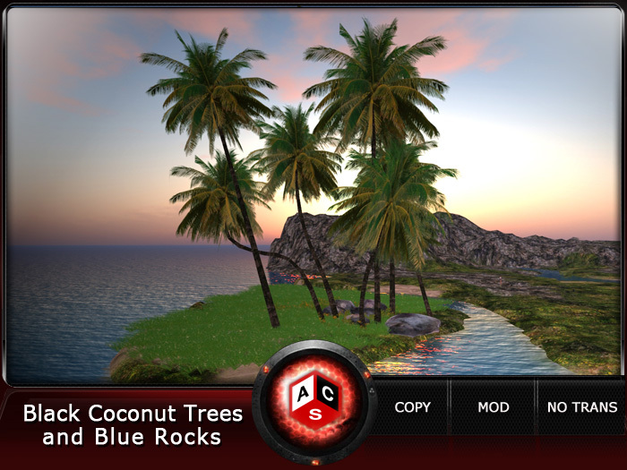 ACS Black Coconut Trees and Blue Rocks