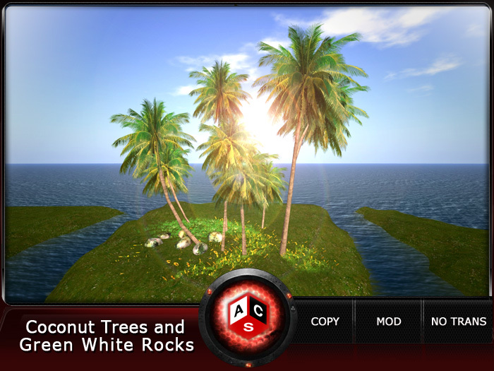 ACS Coconut Trees and Green White Rocks