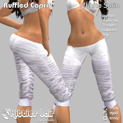 *KL* Ruffled Capris Satin White