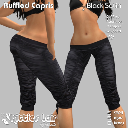 *KL* Ruffled Capris Satin Black