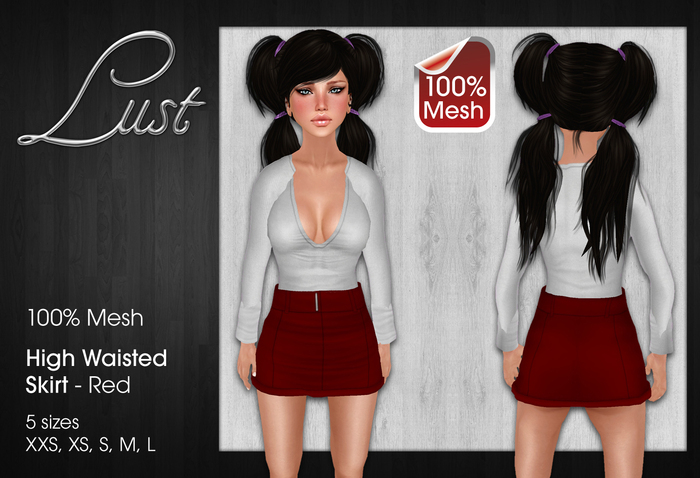 Lust - Mesh High Waisted Skirt - Red - 5 Sizes