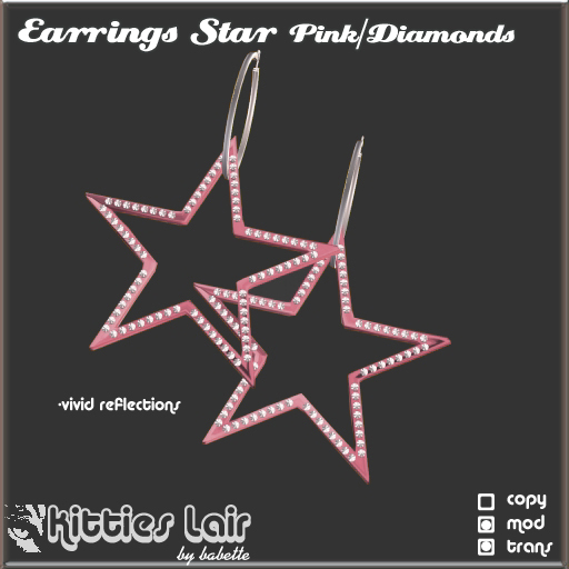*KL* Earrings Stars01 Pink/Diamonds