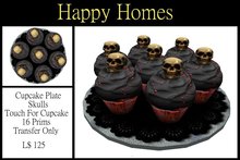 H.Homes ~ Skulls Cupcake Plate ~ Gothic / Halloween Party Food