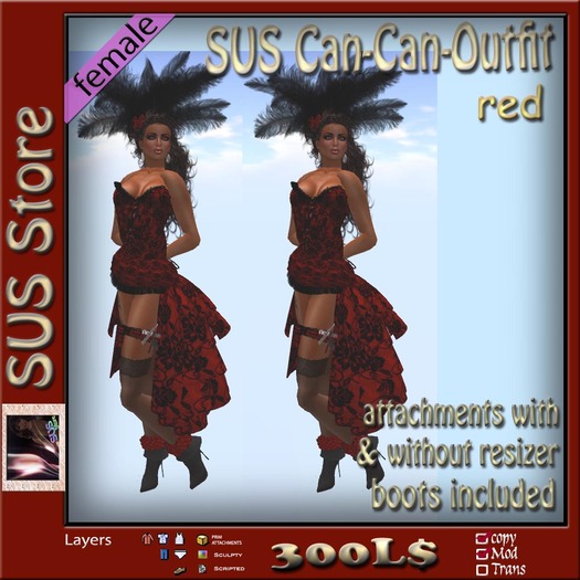 SUS CanCanDress redblackmit boots