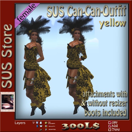 SUS CanCanDress Yellow mit boots