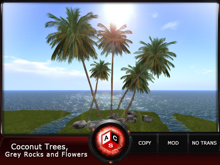 ACS Coconut Trees, Grey Rocks and Flowers