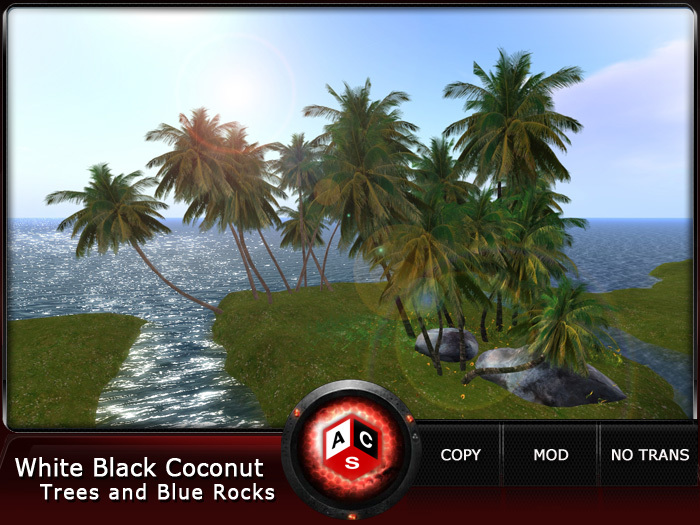 ACS White Black Coconut Trees and Blue Rocks