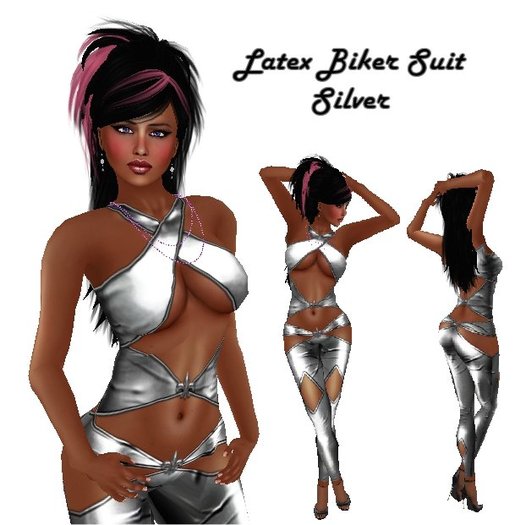 Biker Babe - Latex Biker Suit - Silver