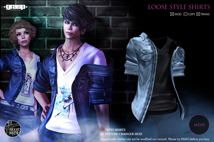 +grasp+/Loose style shirts(Mesh)/Denim_LightBlue/Mens