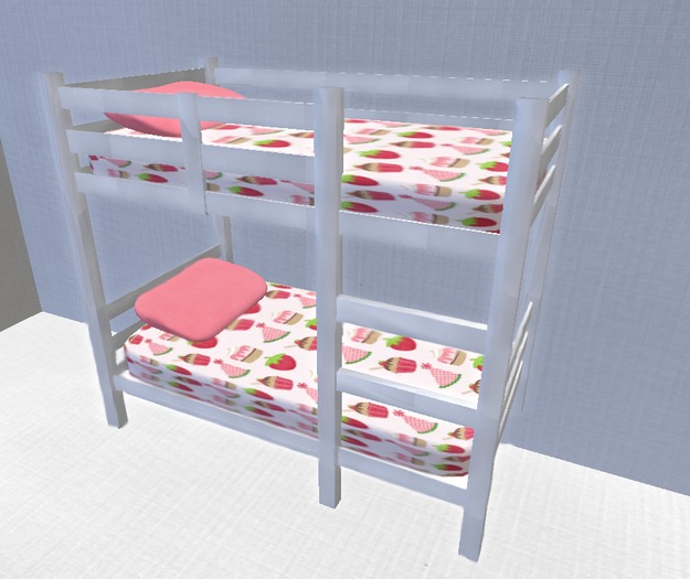 Strawberry Pink Bunk beds/white