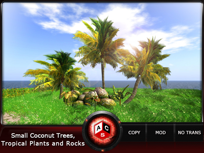 ACS Small Coconut Trees,Tropical Plants and Rocks