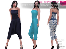 Full Perm Mesh Ladies Harem Strapless Jumpsuit - Fashion Kit