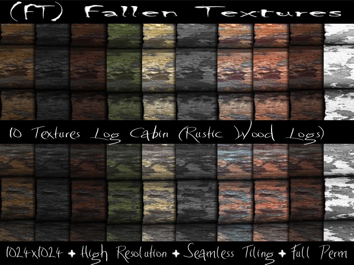 (FT) Fallen FULL PERM Textures Rustic Log Cabin 10 Textures