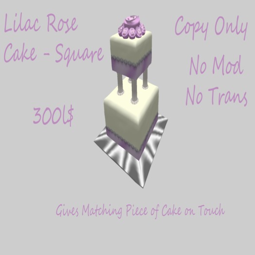 Square Lilac Rose Cake